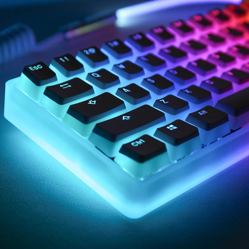 Gaming Keyboard Thocky - 129 Keys Pudding Keycaps OEM Profile