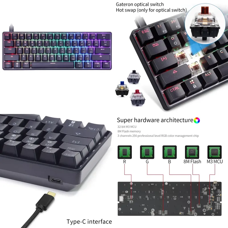 Gaming Keyboard Mini - Dropshipping Skyloong Gk61 Sk61 Rgb 60%