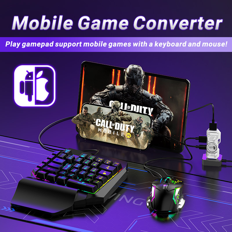 Gaming Keyboard Mouse And Headset Combo - Mobile Games Converter Kit Mobilador Gamer
