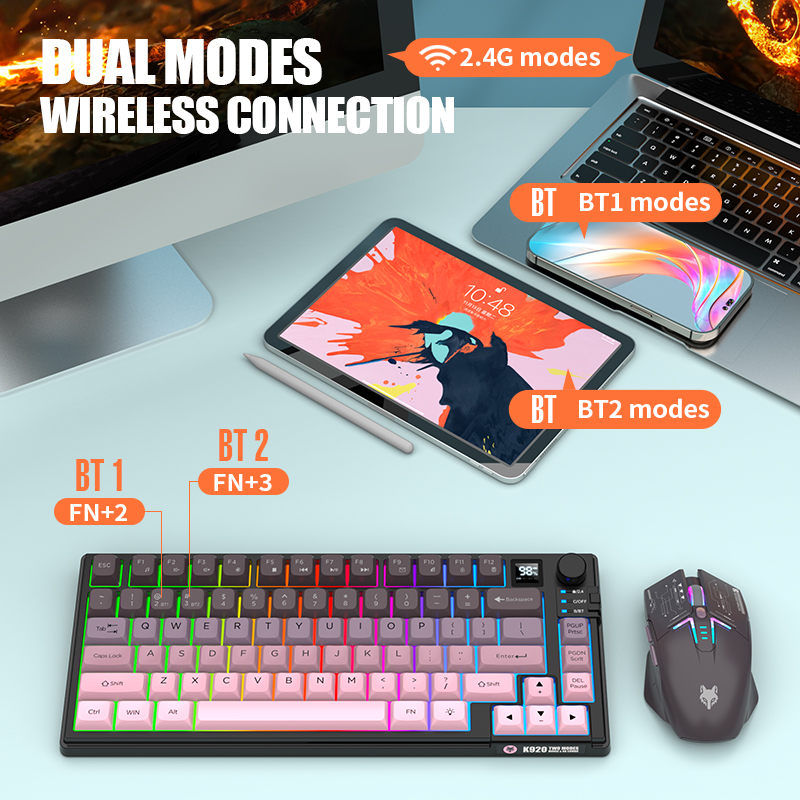 Dual-Mode 2.4G Bluetooth Wirel - Gaming Keyboard Bundle review and price
