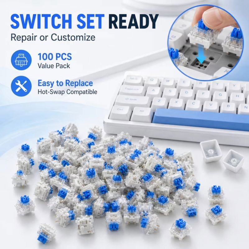 DT21 100Pcs DIY Mechanical Key - Keyboard Gaming Blue Switch review and price